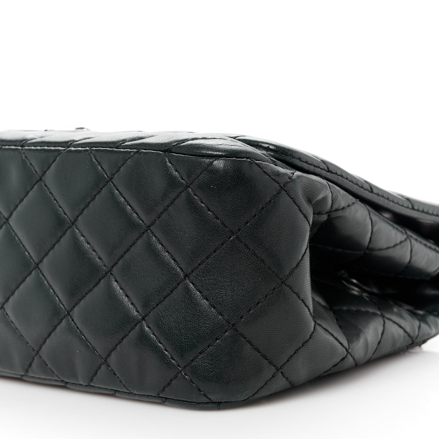 Lambskin Chevron Quilted Single Flap Black