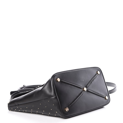 Valentino Garavani Calfskin Medium Rockstud All Over Demilune Double Handle Satchel Black 4 of 8