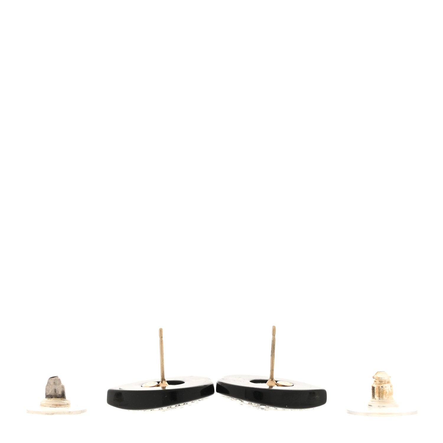 Chanel Resin Crystal CC Heart Earrings Black 3 of 4