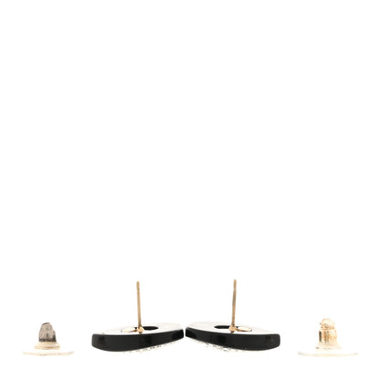 Chanel Resin Crystal CC Heart Earrings Black 3 of 4