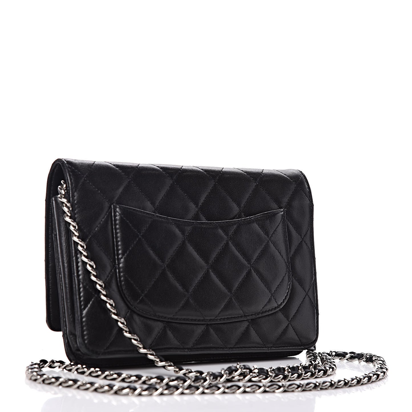 Lambskin Quilted Wallet On Chain WOC Black