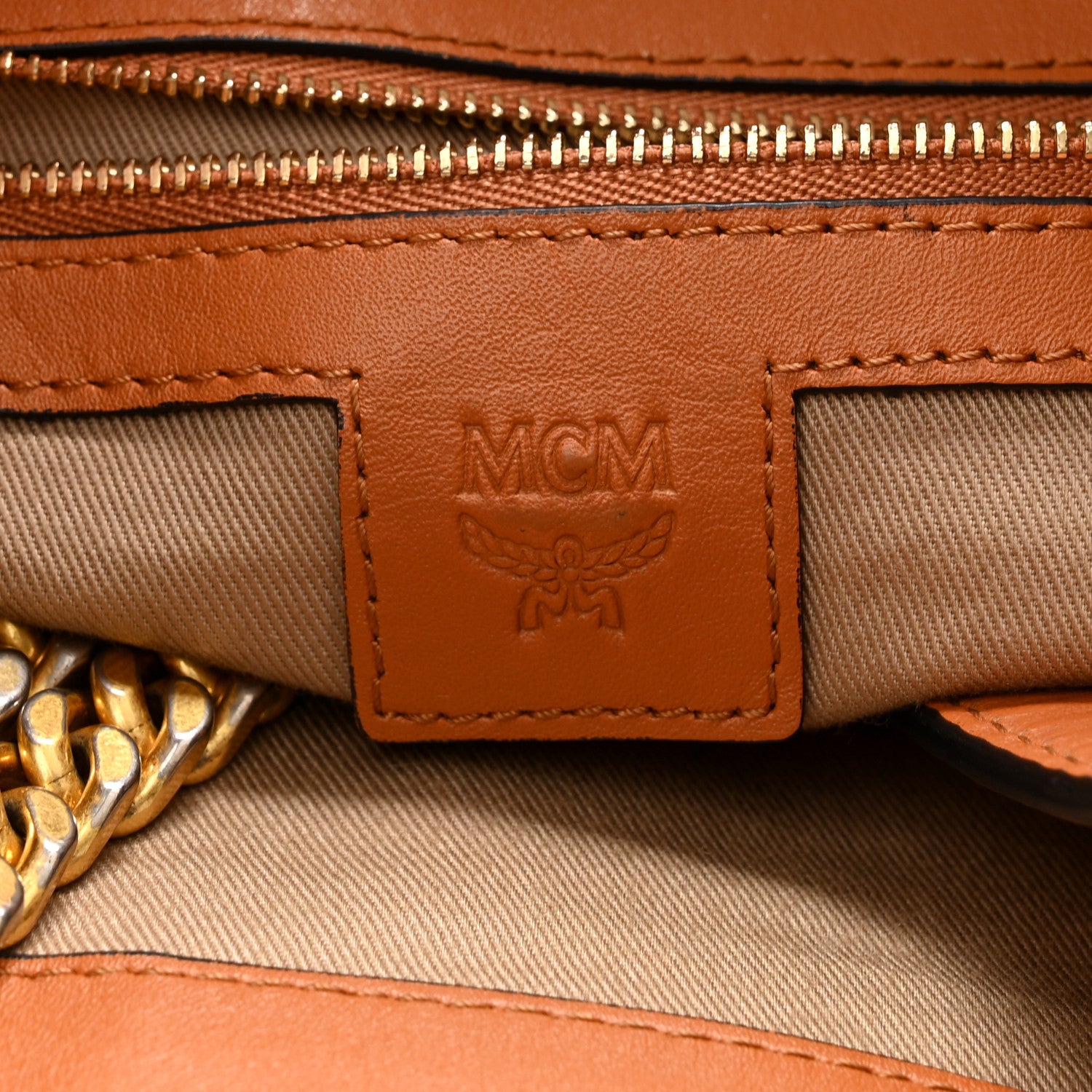 MCM Visetos Small Soft Berlin Drawstring Bucket Bag Cognac 6 of 12