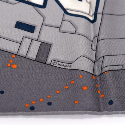 Hermes Silk Cashmere Odyssey Scarf 100 Black Anthracite Gris 3 of 5