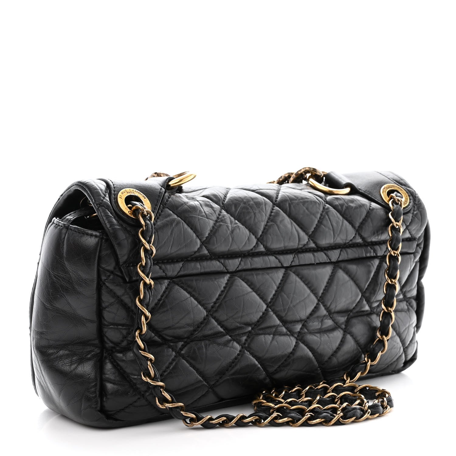 Chanel Aged Calfskin Quilted Medium Pondichery Flap Black 3 of 10