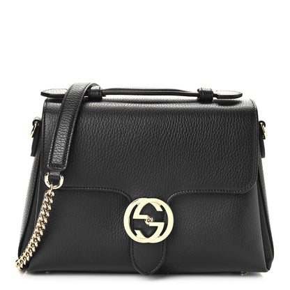Gucci Dollar Calfskin Interlocking G Top Handle Shoulder Bag Black 1 of 9