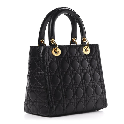 Christian Dior Lambskin Cannage Medium Lady Dior Black 3 of 10