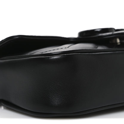 Gucci Calfskin Matelasse Monochrome GG Marmont Chain Belt Bag Black 9 of 10