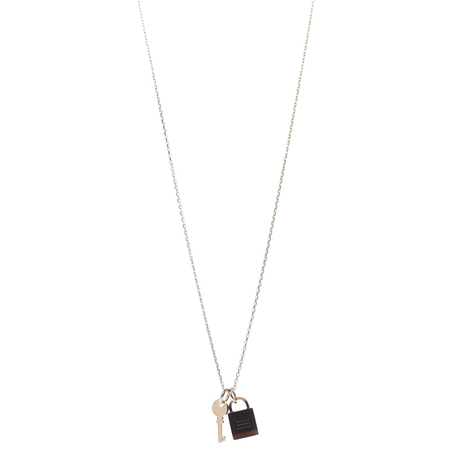 Hermes Permabrass Buffalo Horn Amulette Padlock PM Pendant Necklace 1 of 5