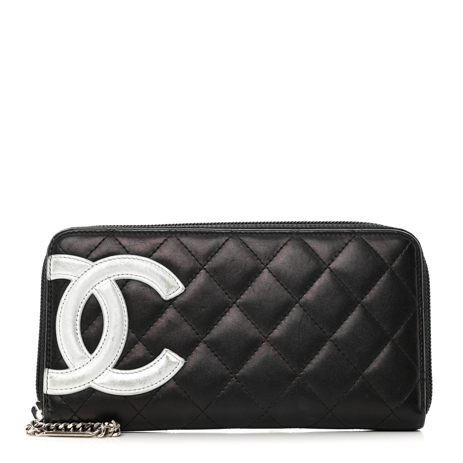 Chanel Calfskin Quilted Cambon Large Gusset Zip Around Wallet Black Silver 1 of 10