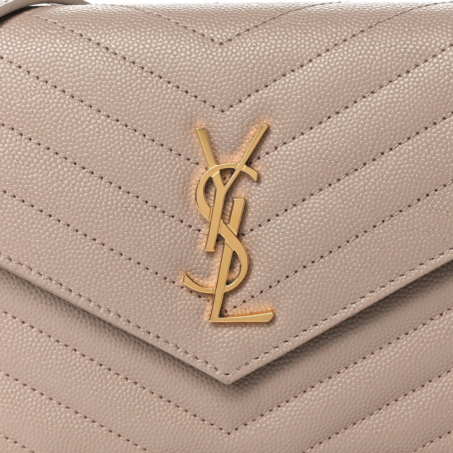 Grain De Poudre Matelasse Chevron Monogram Envelope Chain Wallet Nude Powder