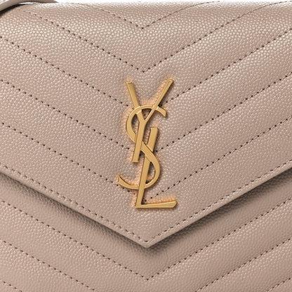 Saint Laurent Grain De Poudre Matelasse Chevron Monogram Envelope Chain Wallet Nude Powder 7 of 9