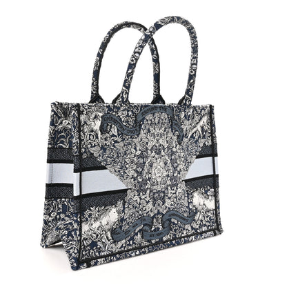 Christian Dior Canvas Embroidered Medium Around The World Book Tote Blue 3 of 10