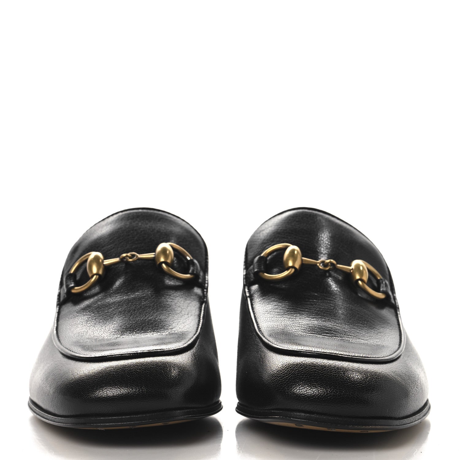 Gucci Goatskin Womens Horsebit Mid-Heel Loafers 37 Black 3 of 10