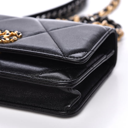 Chanel Goatskin Quilted 19 Wallet On Chain WOC Black 9 of 15