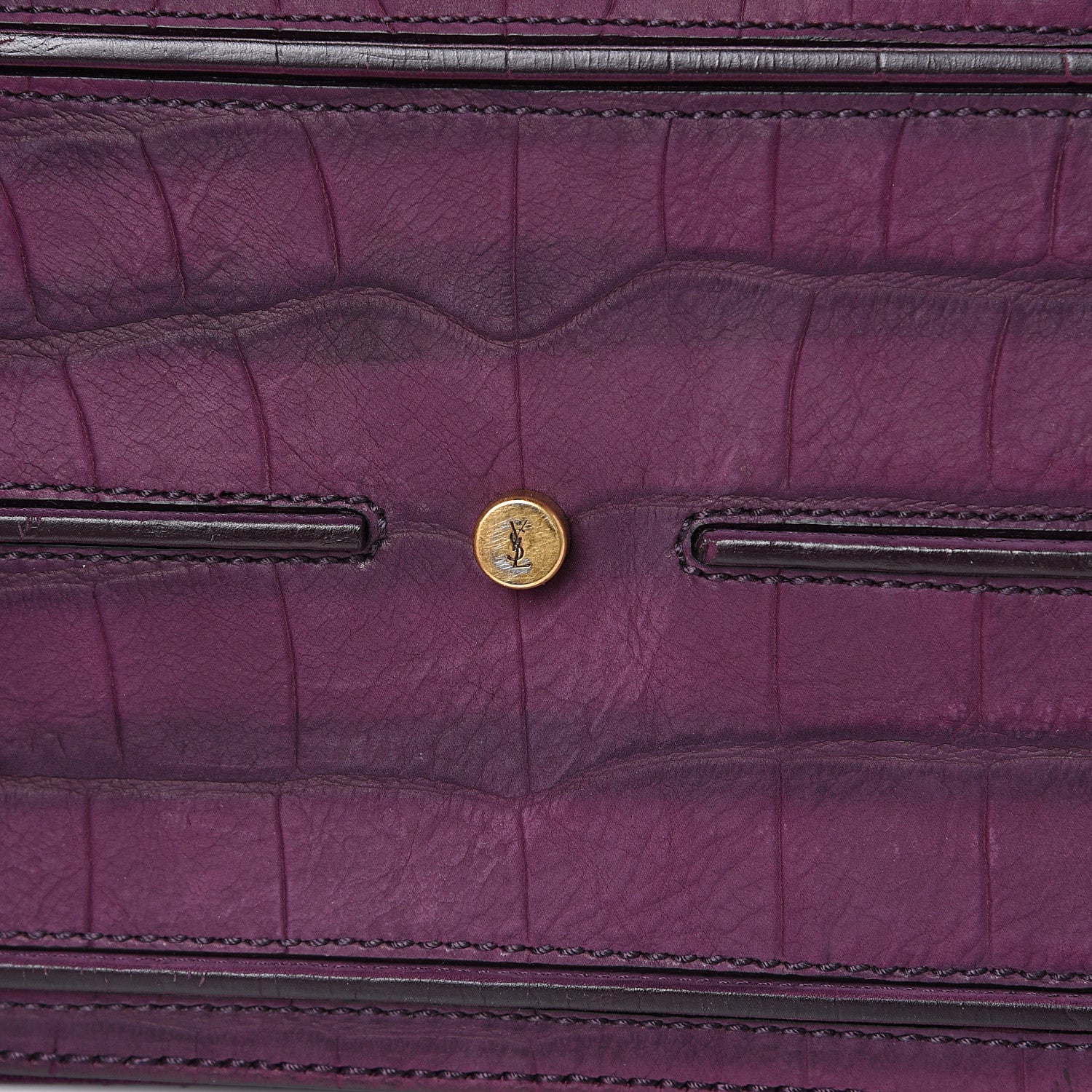Saint Laurent Crocodile Embossed Nubuck Calfskin Medium Muse Two Purple 9 of 11
