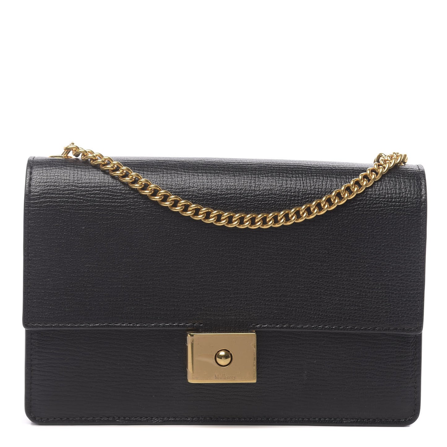 Small Classic Grain Cheyne Clutch Black