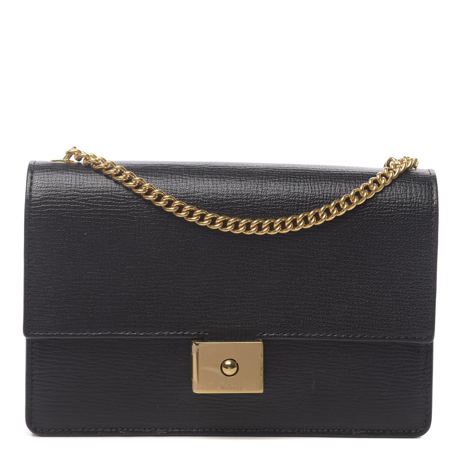 Mulberry Small Classic Grain Cheyne Clutch Black 1 of 10