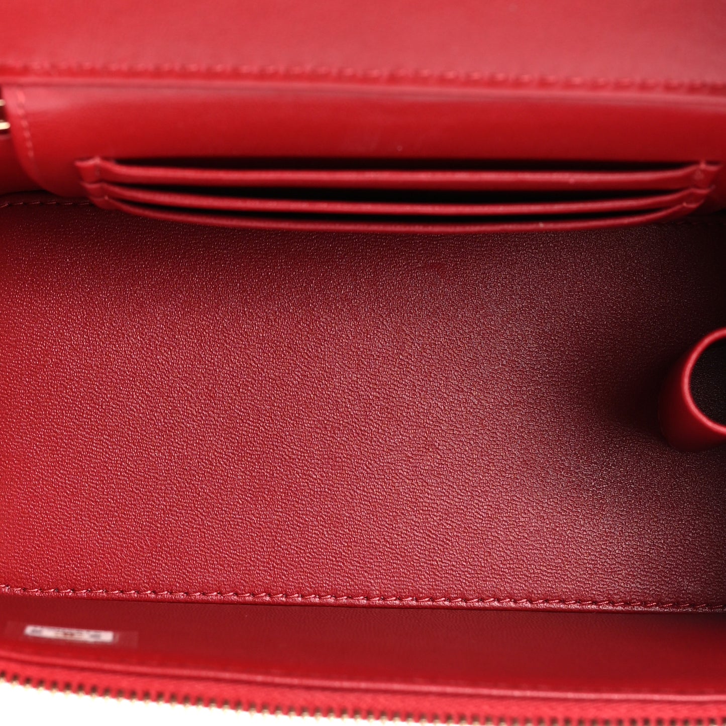 Lambskin Quilted Small Pillow Crush Vanity Case With Chain Red