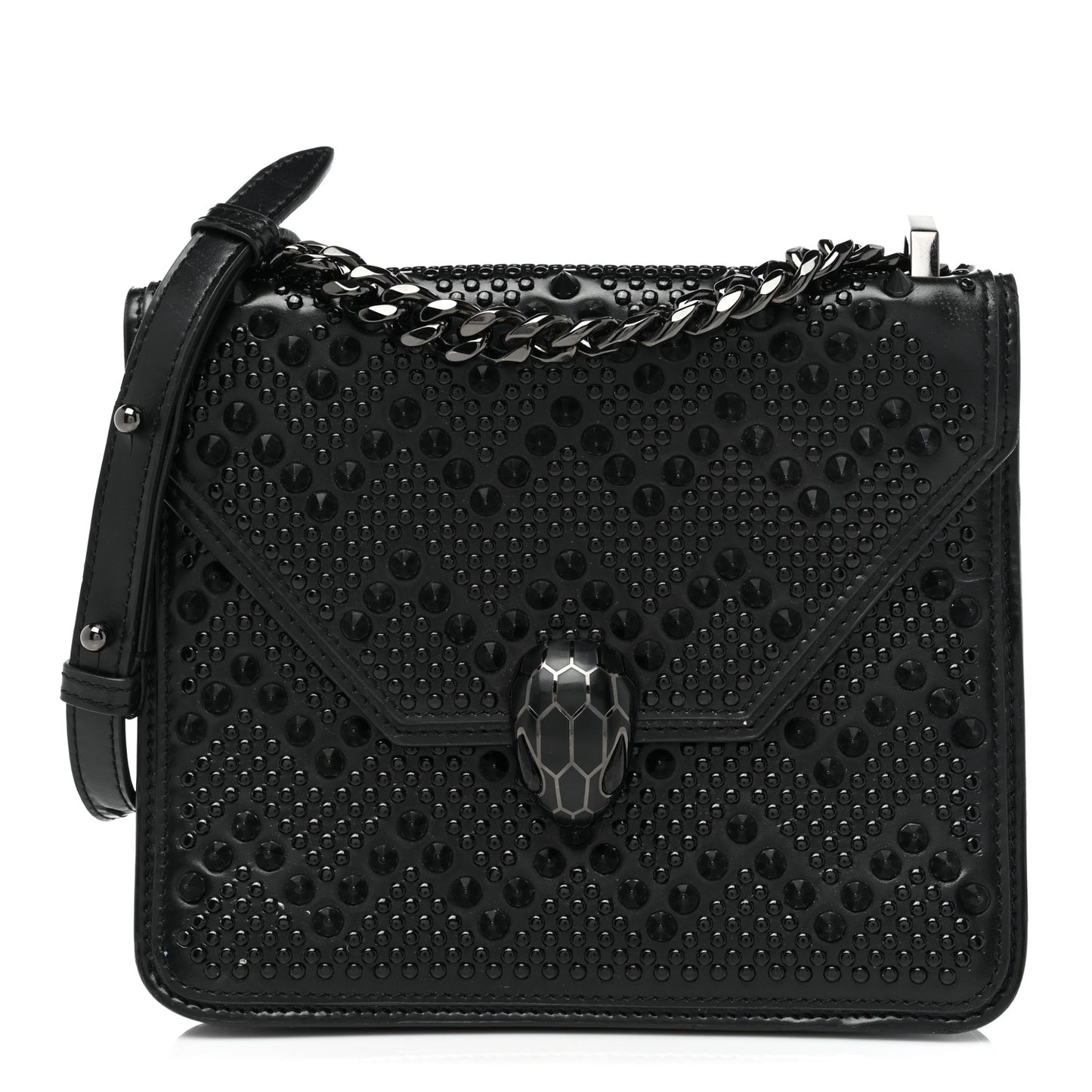 X NICHOLAS KIRKWOOD Calfskin Studded Serpenti Forever Crossbody Black