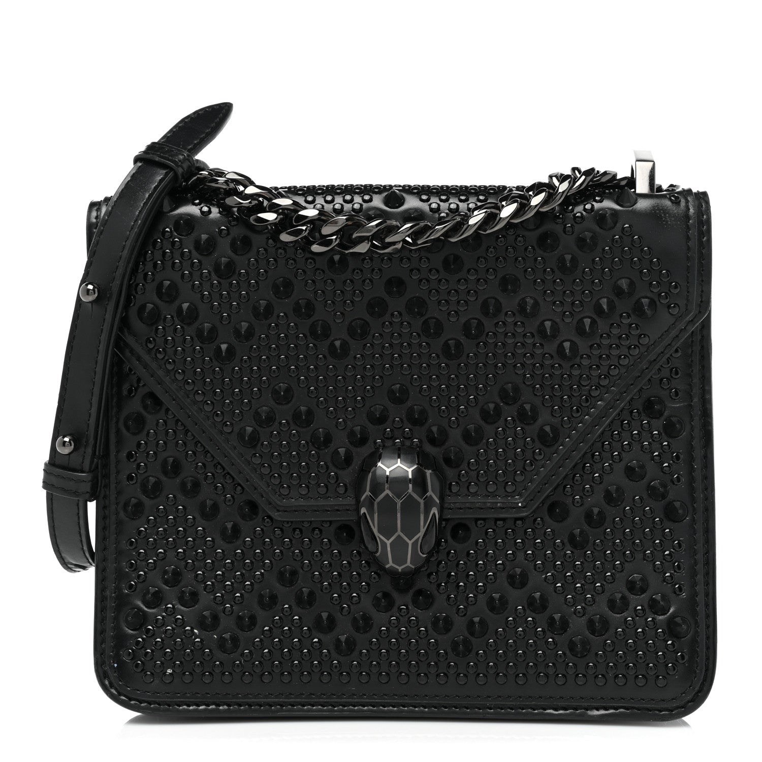 Bulgari X NICHOLAS KIRKWOOD Calfskin Studded Serpenti Forever Crossbody Black 1 of 23
