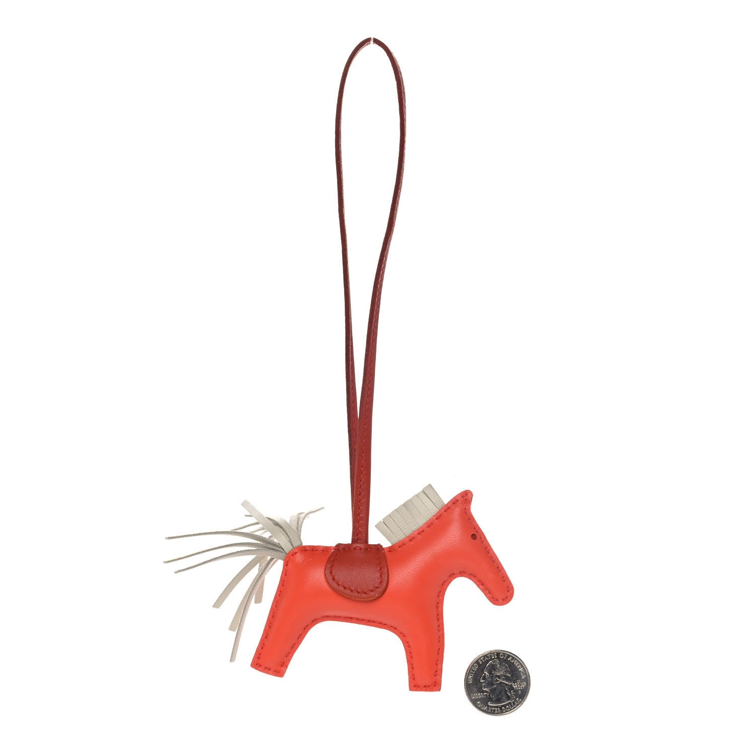 Hermes Milo Lambskin Grigri Rodeo Horse Bag Charm PM Orange Poppy Craie Terre Battue 2 of 3