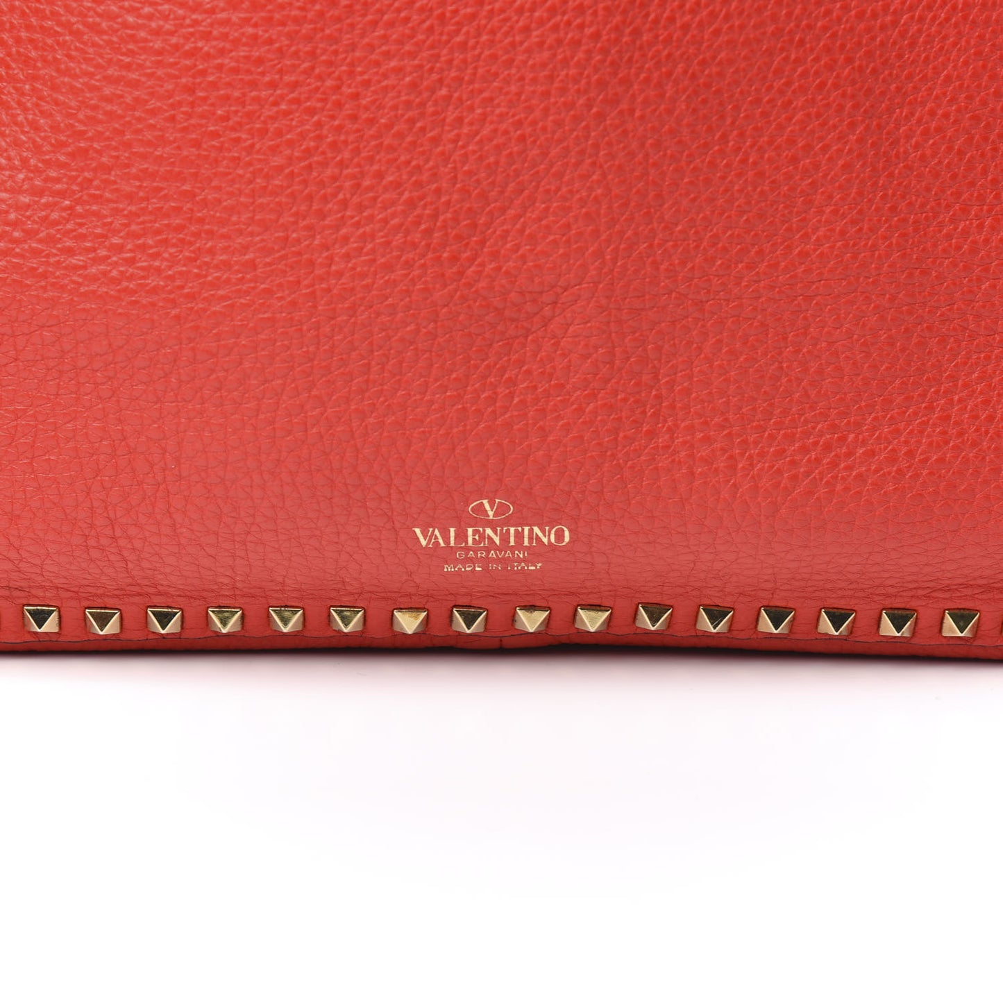 Calfskin Medium Rockstud Reversible Tote Brown Red