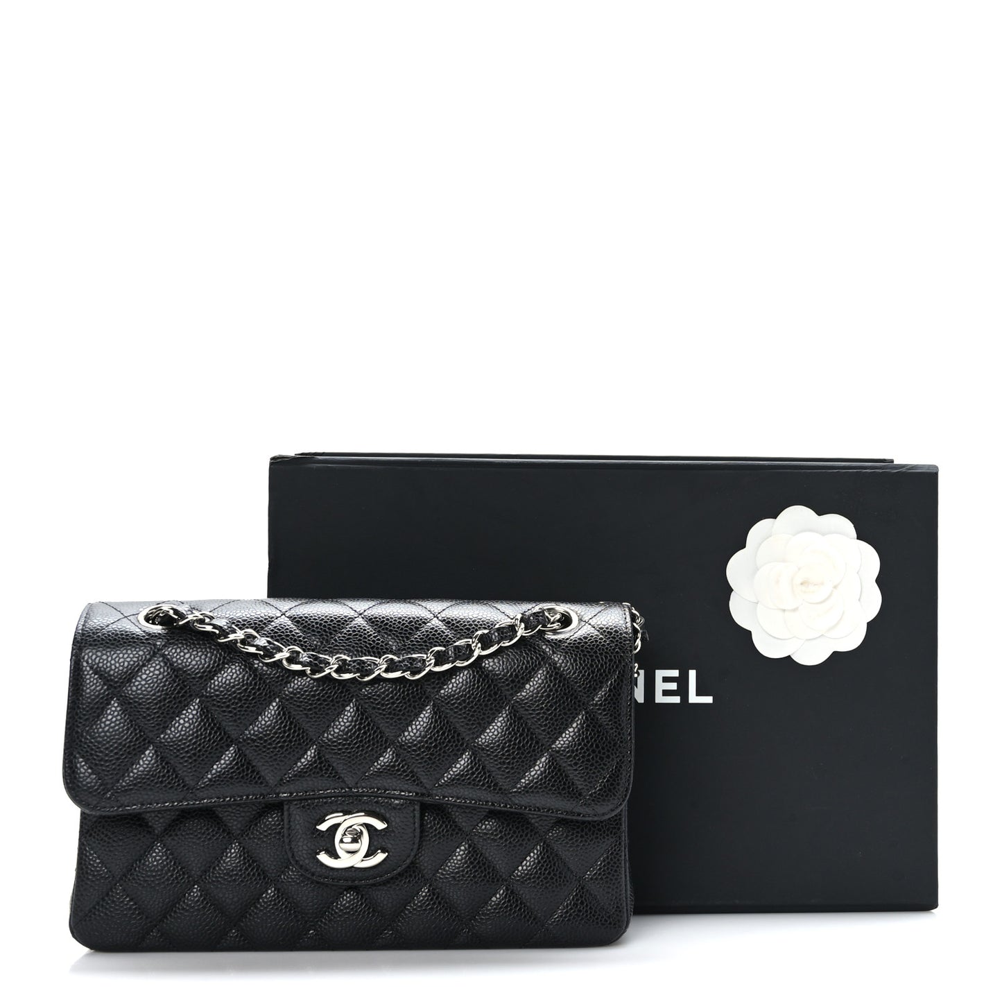 Caviar Quilted Small Double Flap Black