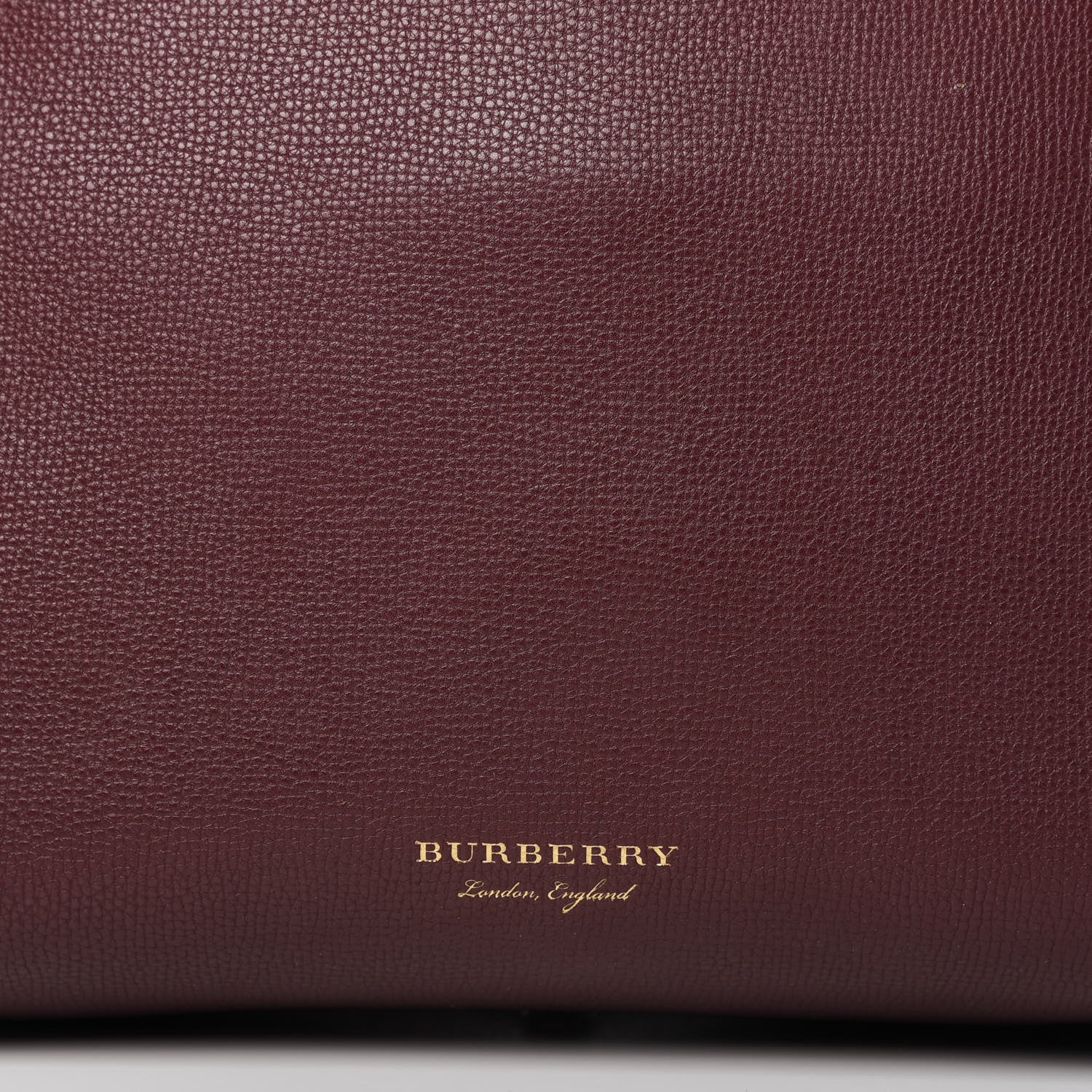 Burberry Grainy Calfskin House Check Medium Banner Tote Mahogany Red 10 of 10