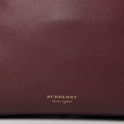 Burberry Grainy Calfskin House Check Medium Banner Tote Mahogany Red 10 of 10