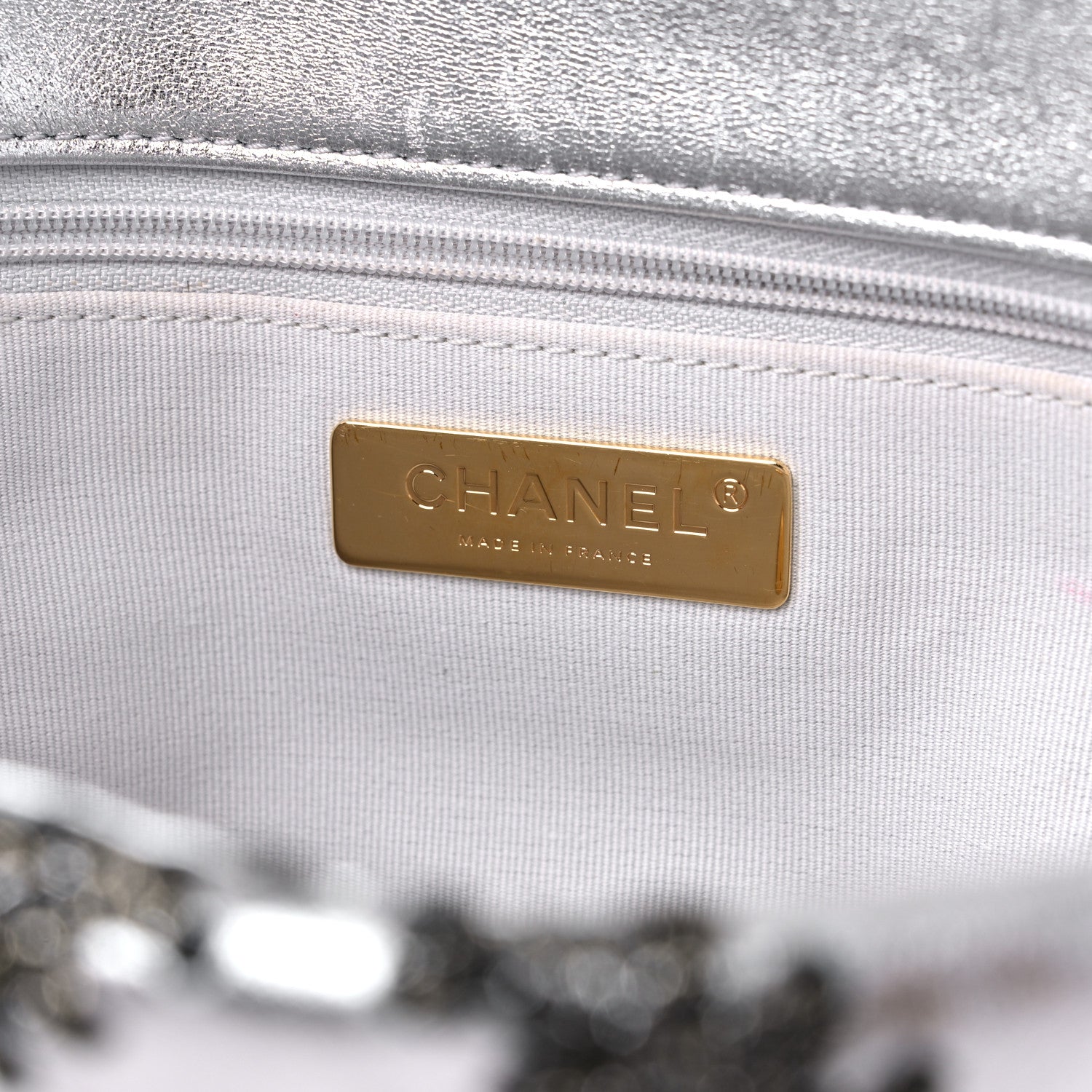 Chanel Metallic Calfskin Crochet Medium Chanel 19 Flap Silver 6 of 12