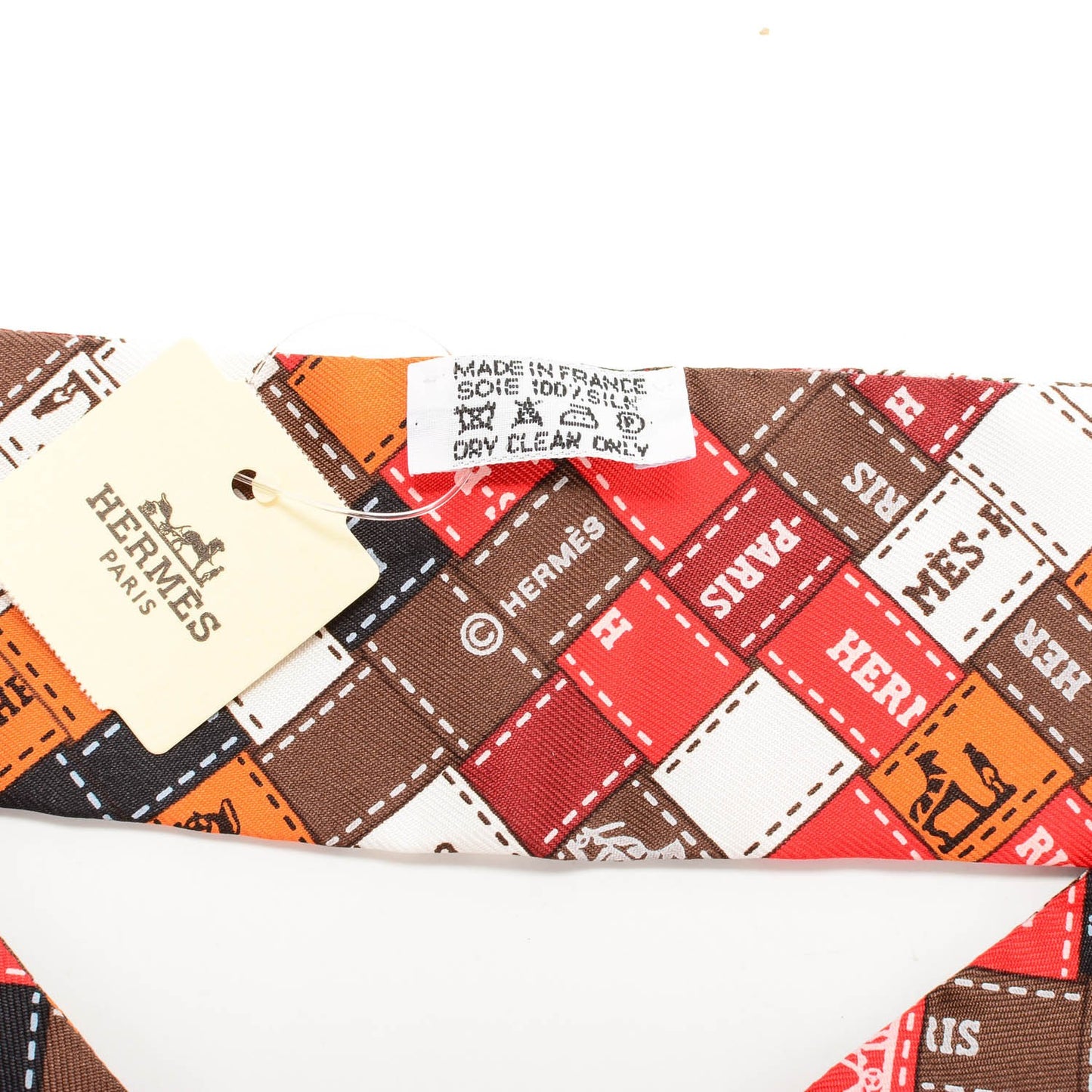 Silk Bolduc Au Carre Twilly Orange Brun Blanc