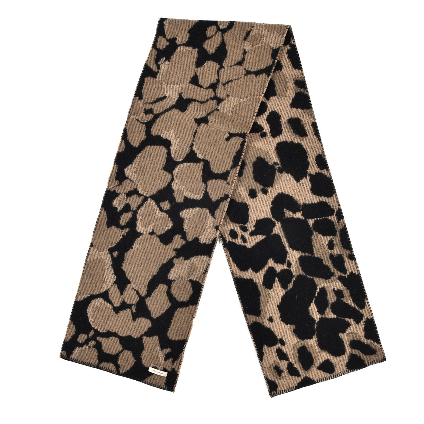 Wool Cashmere Jacquard Animal Print Scarf Camel