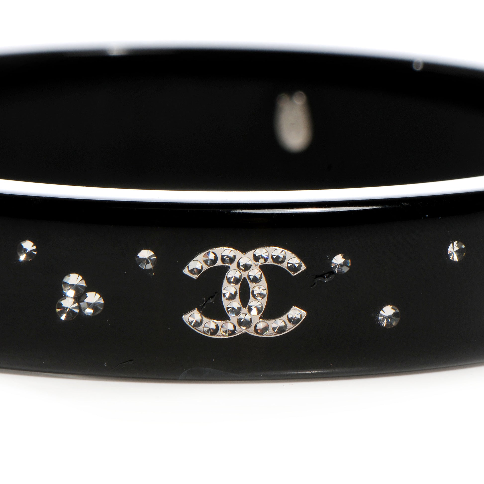 Chanel Resin Crystal CC Bangle Black 3 of 5