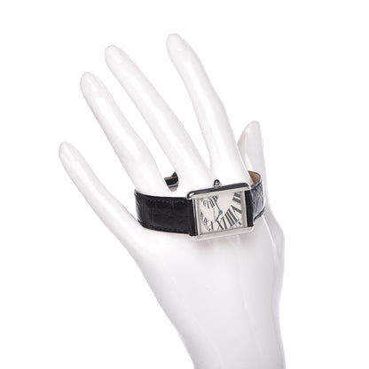 Cartier Stainless Steel Alligator 24mm Tank Solo Piano Quartz Watch 2 of 8