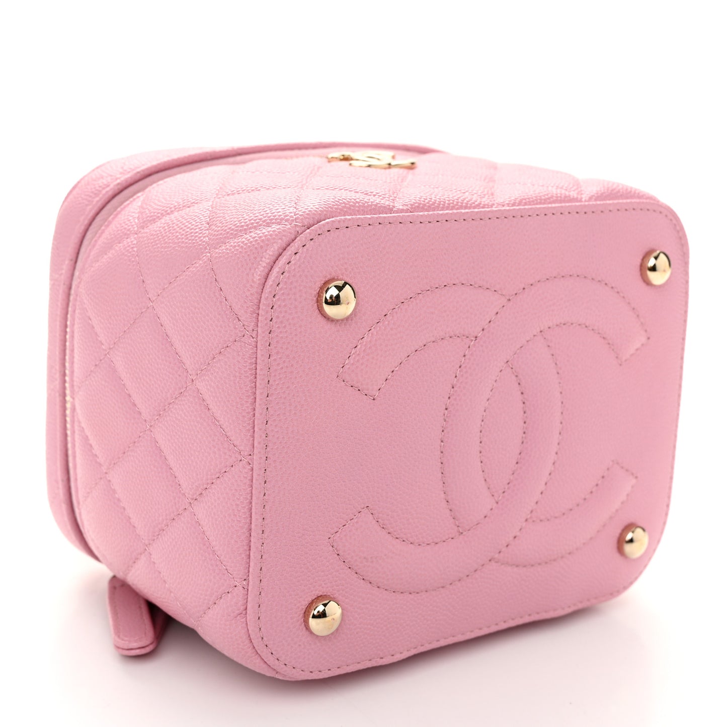 Caviar Quilted Small CC Vanity Case Pink