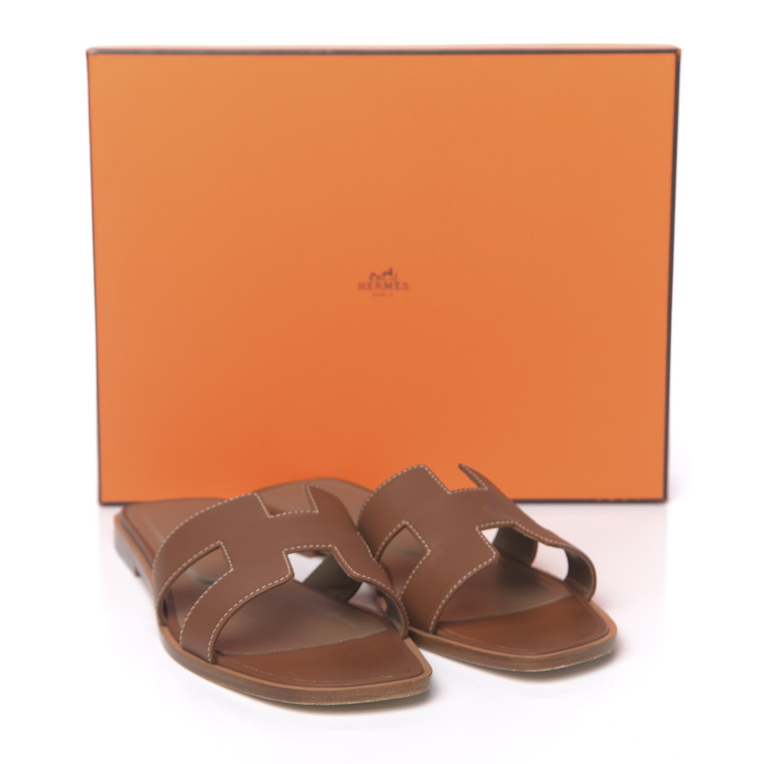 Hermes Box Calfskin Oran Sandals 39.5 Gold 13 of 13