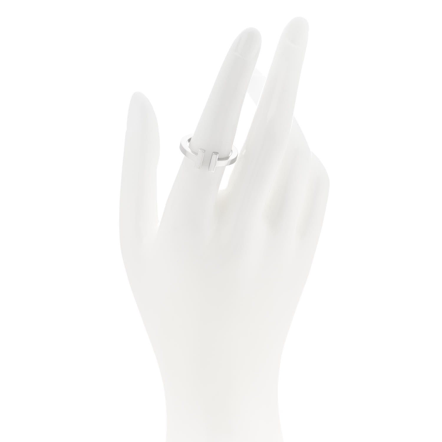 Tiffany 18K White Gold T Square Ring 54 7 2 of 4