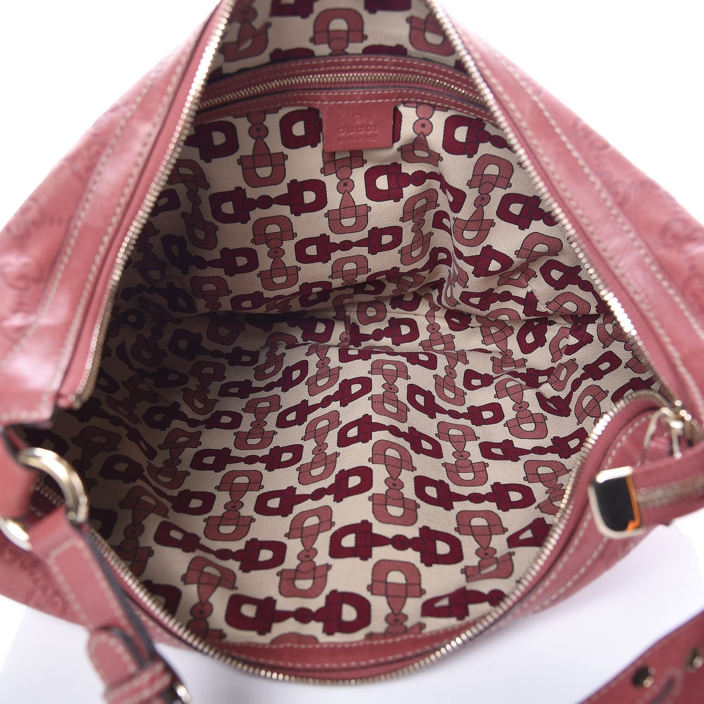 Guccissima Large Biba Studded Hobo Red