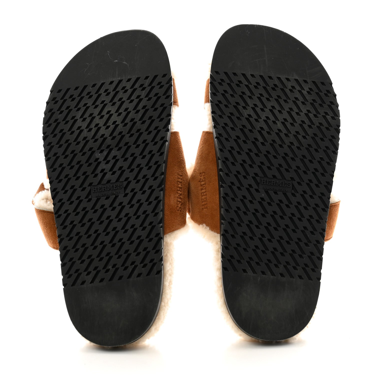 Hermes Suede Goatskin Woolskin Womens Chypre Sandals 40 Naturel Ecru 6 of 8