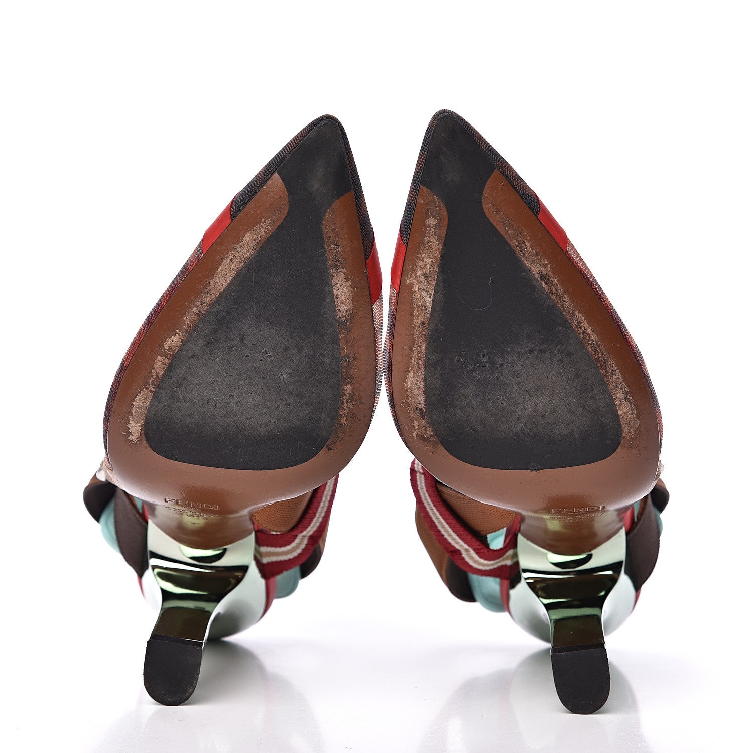 Fendi Technical Mesh FF Colibri High-Heel Slingback Pumps 36.5 Tobacco Moro Cipria Papavero Camelia 5 of 9