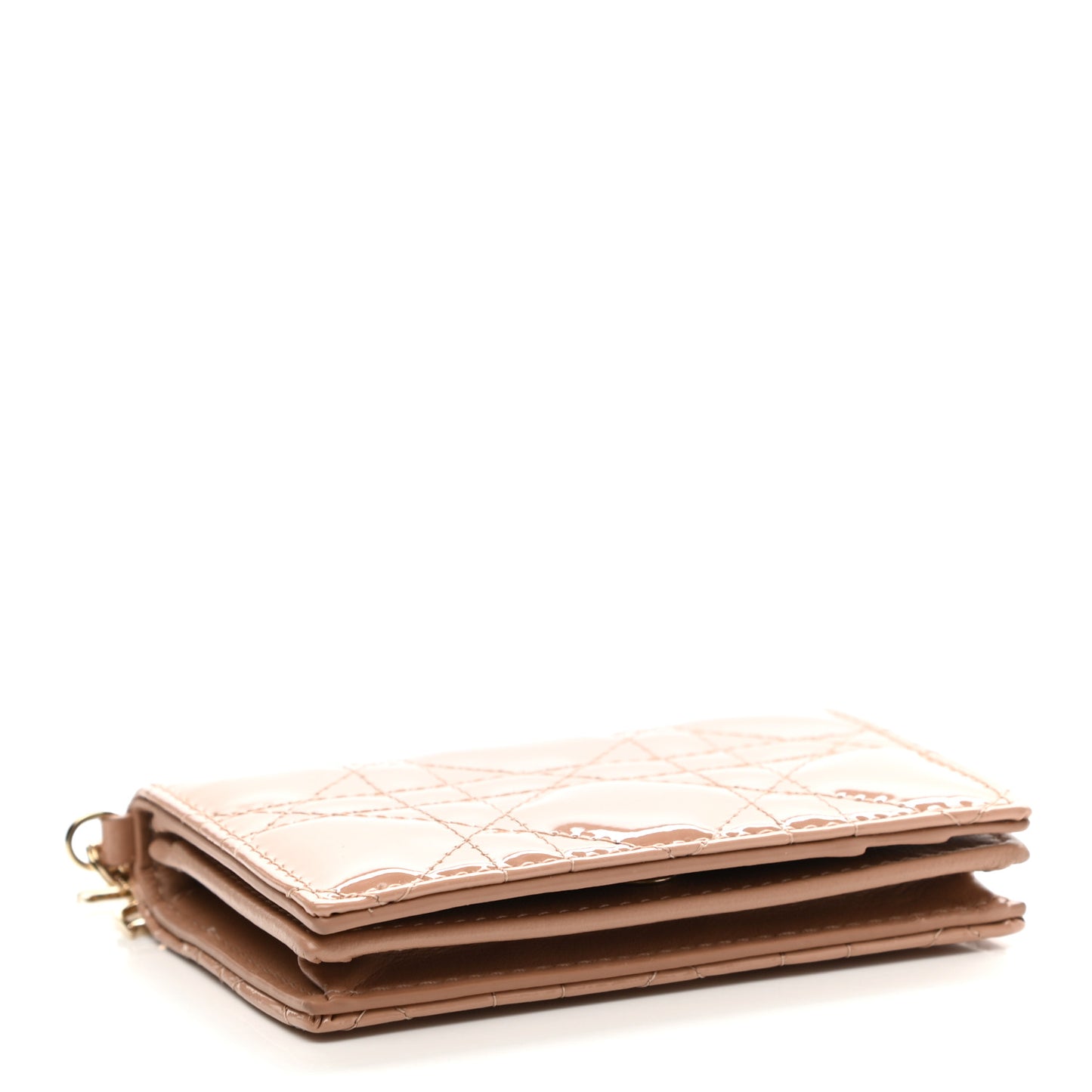 Patent Cannage Small Lady Dior Flap Card Holder Rose De Vents