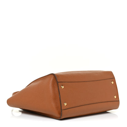 Salvatore Ferragamo Hammered Calfskin Double Handle Amy Tote Chestnut 4 of 13