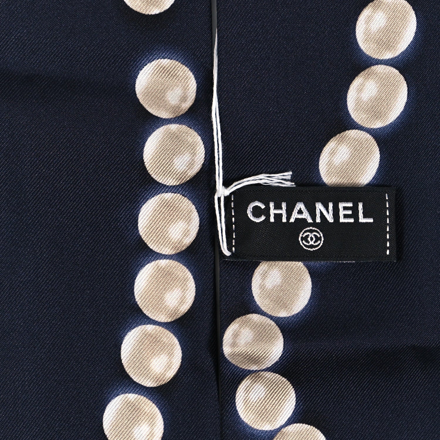 Chanel Silk Pearl CC Slim Bandeau Scarf Navy 3 of 4