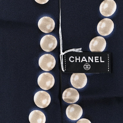 Chanel Silk Pearl CC Slim Bandeau Scarf Navy 3 of 4