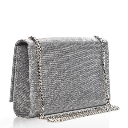 Saint Laurent Metallic Canvas Woven Medium Classic Monogram Kate Satchel Silver 3 of 6