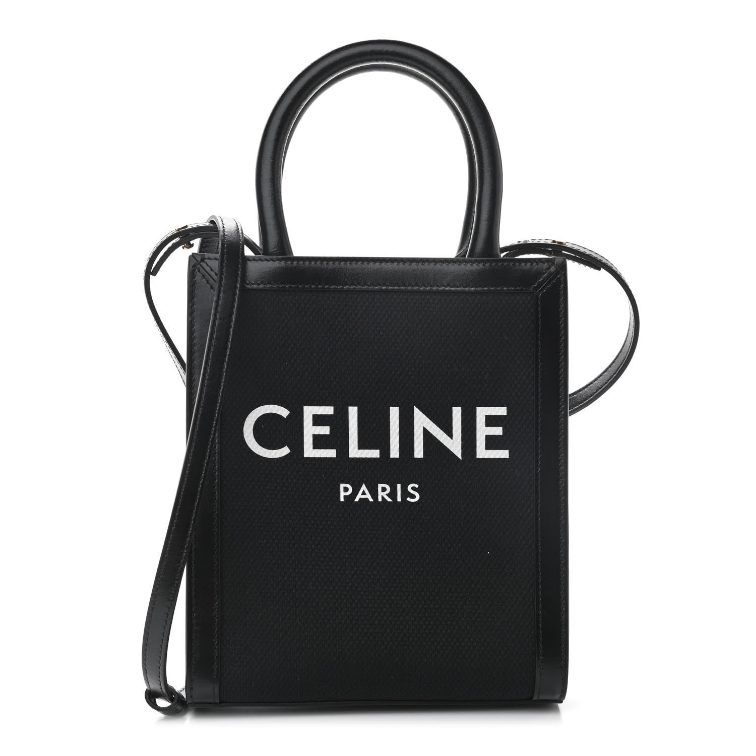 Celine Canvas Calfskin Mini Vertical Cabas Black 1 of 8