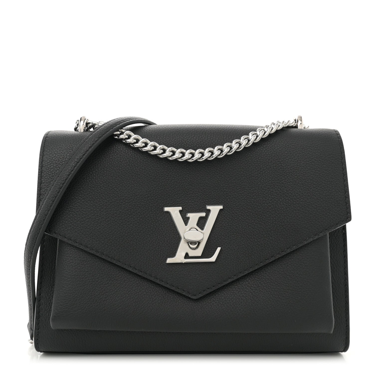 Louis Vuitton Soft Calfskin Mylockme Chain Bag BB Black 1 of 9
