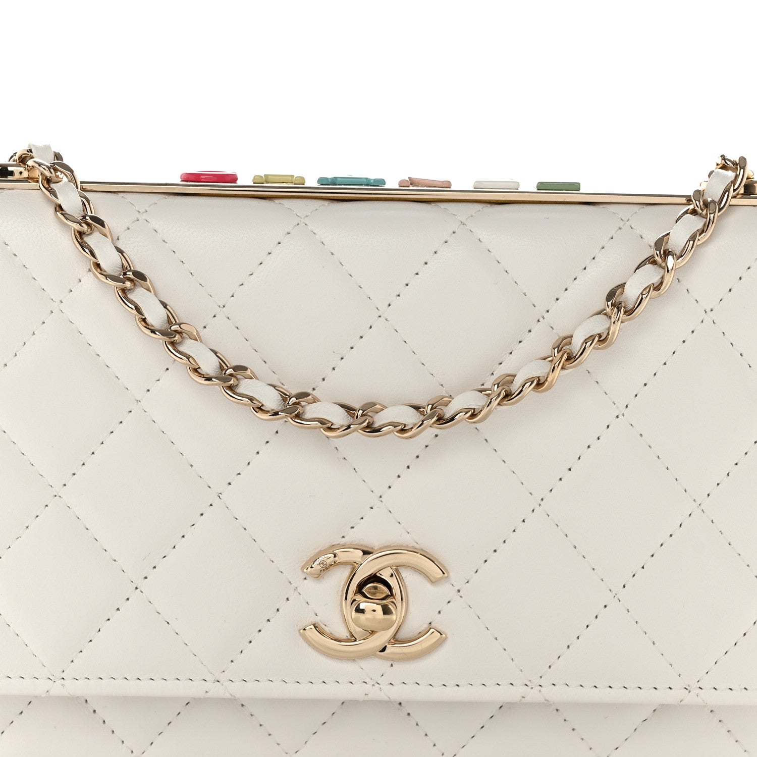 Chanel Lambskin Quilted Trendy CC Wallet On Chain WOC White 9 of 12