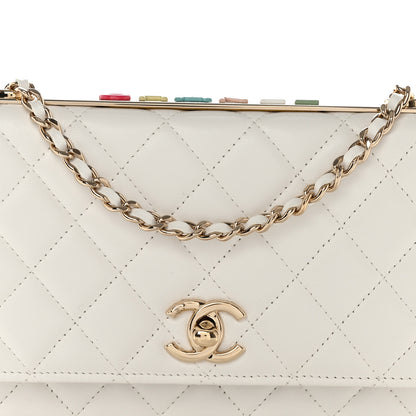 Chanel Lambskin Quilted Trendy CC Wallet On Chain WOC White 9 of 12
