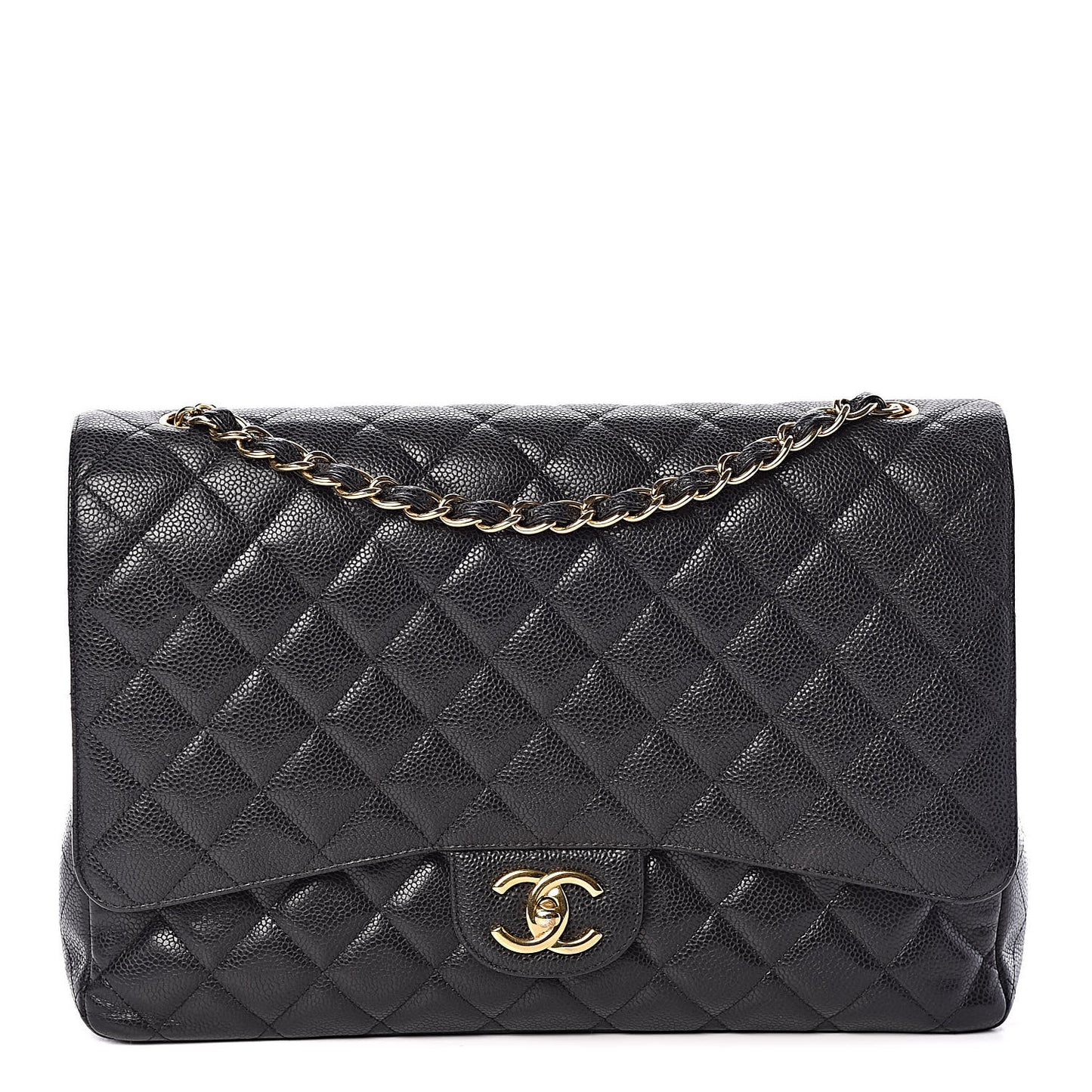 Caviar Quilted Maxi Double Flap Black